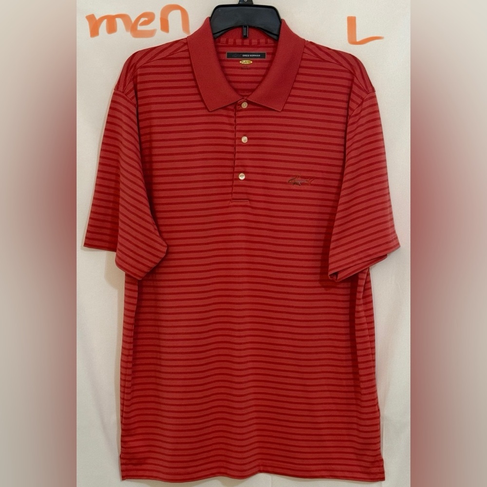 Greg Norman Collection Red Striped Polo Shirt